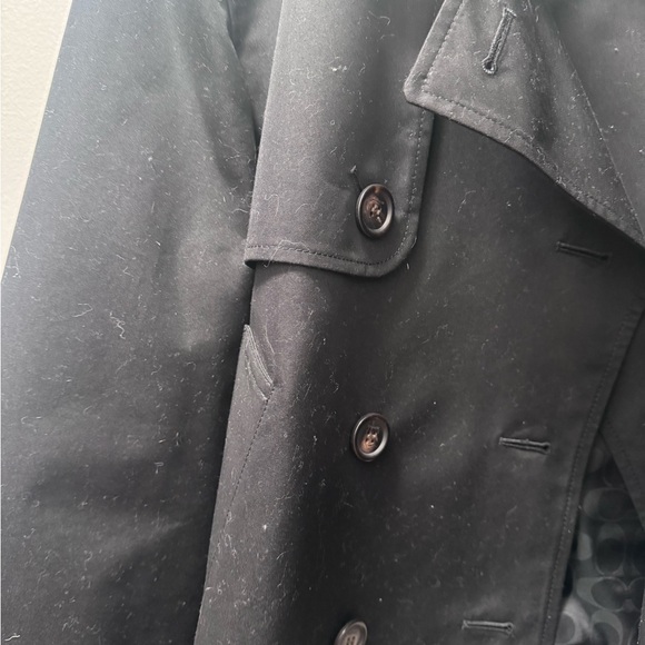 Coach Black Trench Coat with Classic Collar - Picture 5 of 7
